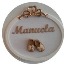 Quadro sapatinhos dourados para Manuela