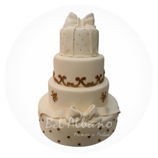 Bolo Anjinhos Dourados e Branco