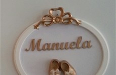 Quadro sapatinhos dourados para Manuela
